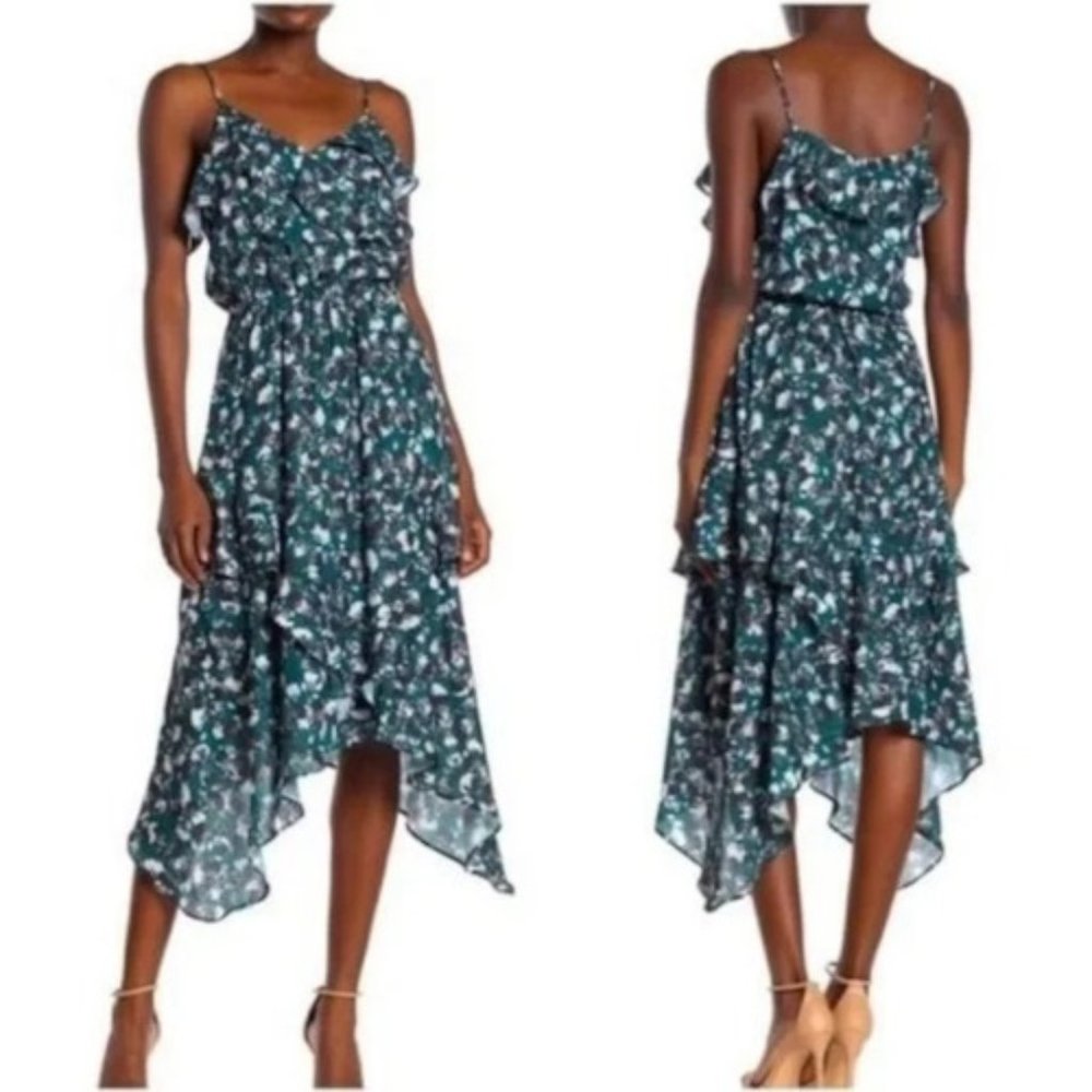 NWT Womens Size Medium Parker Everglades Floral Phlox Sharkbite Midi Dress